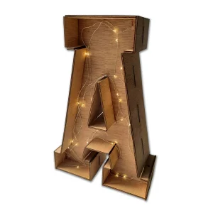 Letra Madera Natural con leds