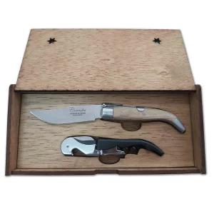 Navaja Olivo Caja Madera Sacacorchos
