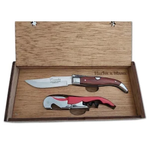 Navaja Coral Caja Madera Sacacorchos