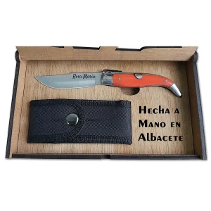 Navaja Mikarta Roja en Caja Madera Funda